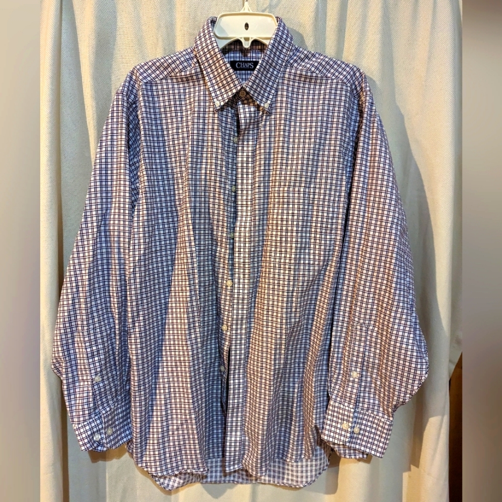 Chaps Long Sleeve Button Down, Wrinkle Free, Classic fit, Size 17 34/35